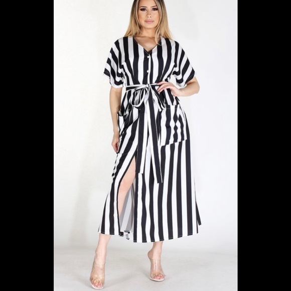 slim fit dress slacks Joseph Ribkoff Midnight Blue/Vanilla Stripe Fit and Flare Dress Style  251295X